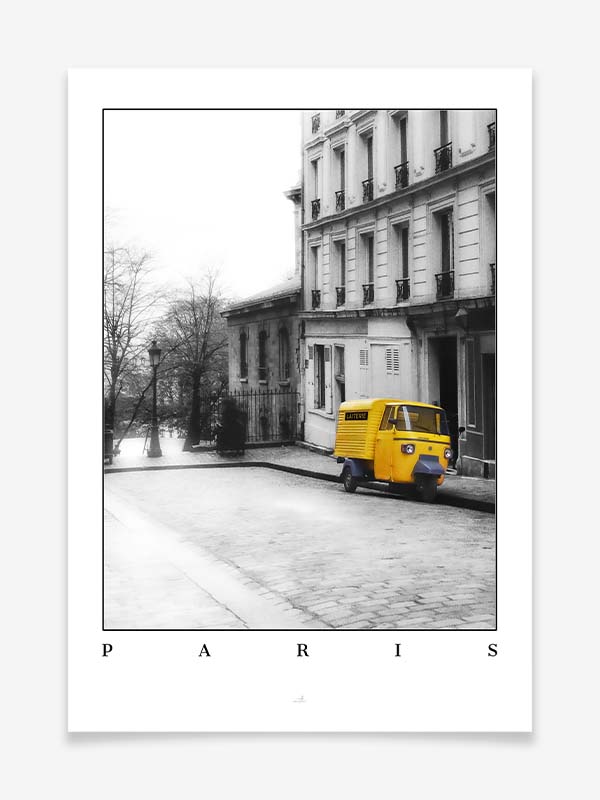 Paris Yellow Car - Poster by ARTSHOT - Photographic Art