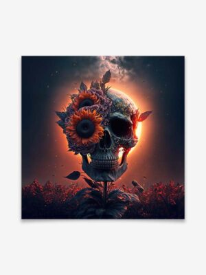 Skull Sunflower Art - Poster by Greyscale