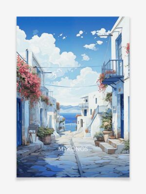 Mykonos - Illustration - Poster by Artboxx