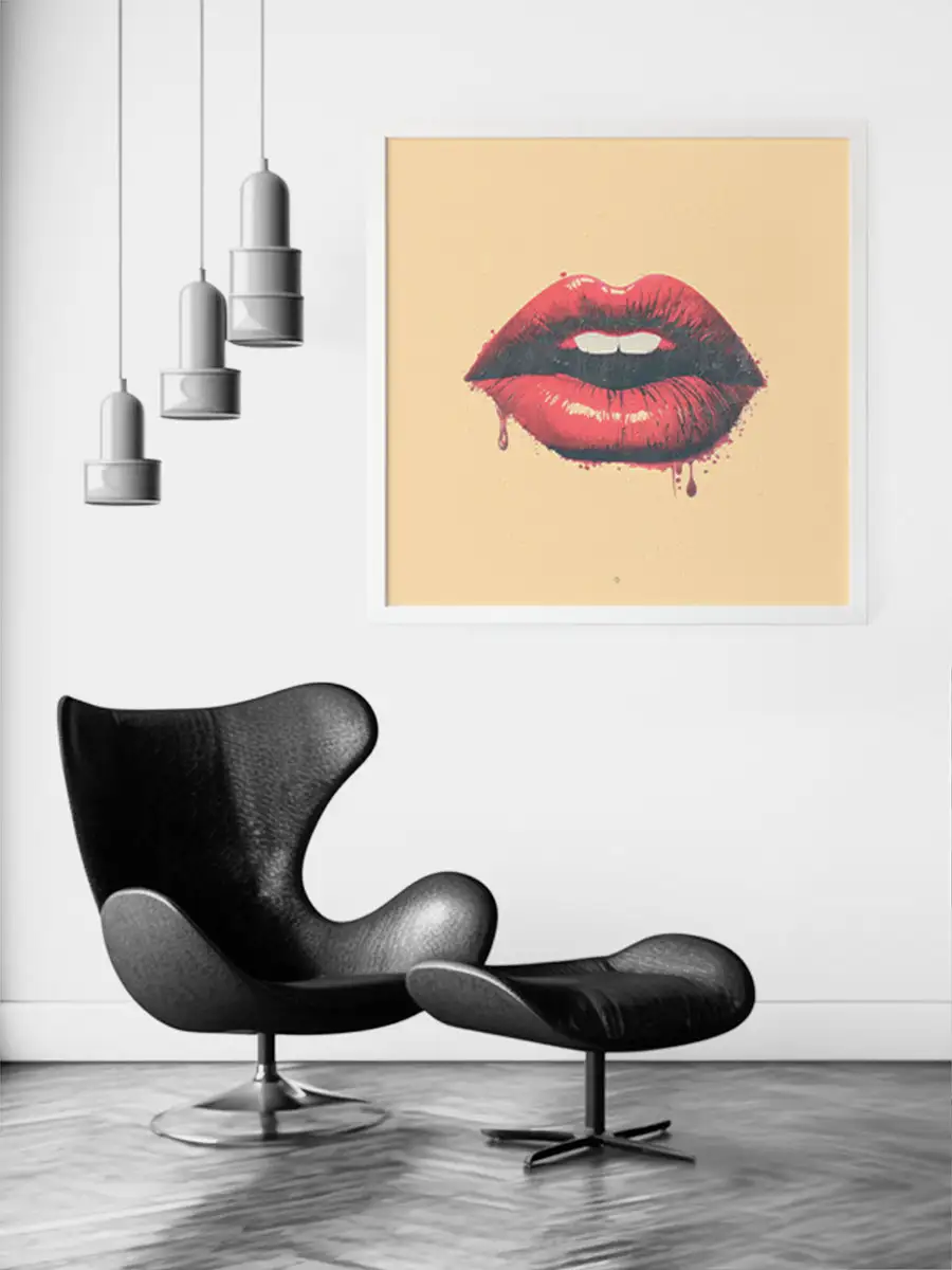 Urban Kiss – Dripping – Rote Lippen an einer Wand – Produktbild 5 by Black Sign Artwork