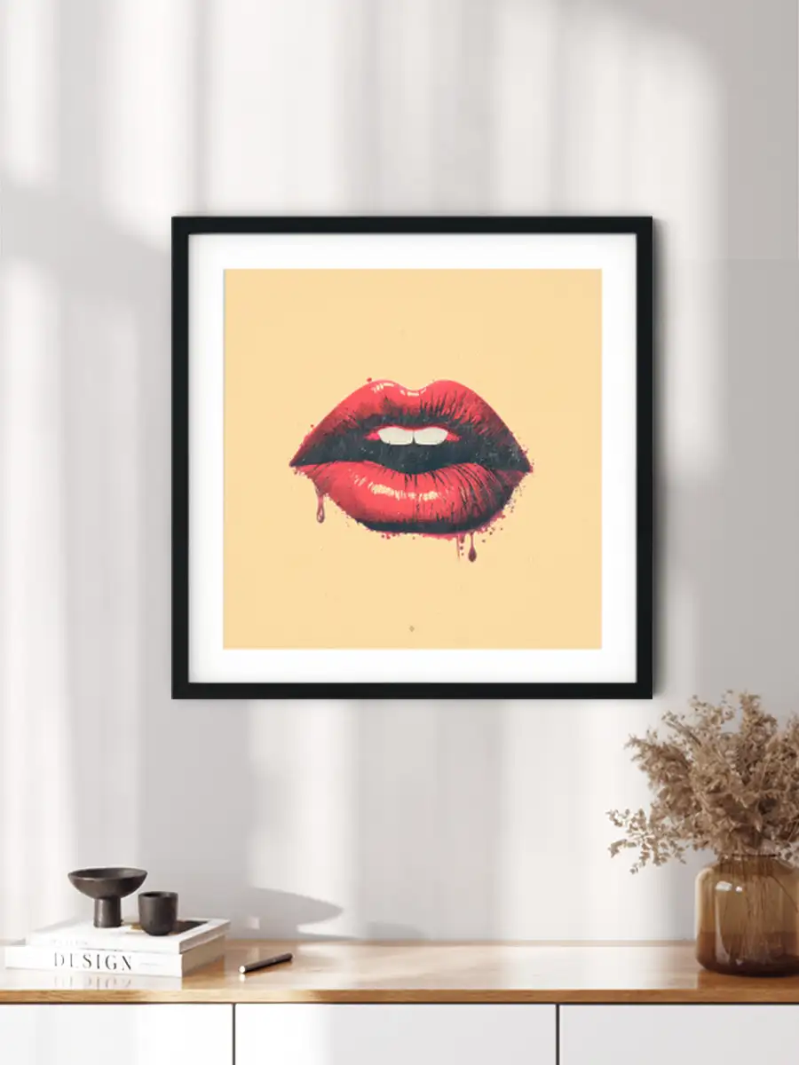 Urban Kiss – Dripping – Rote Lippen an einer Wand – Produktbild 8 by Black Sign Artwork
